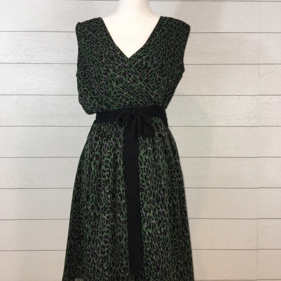 DKNYC Green Leopard Wrap Dress - Picture 2 of 8